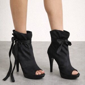 Black Ankle Tie Booties